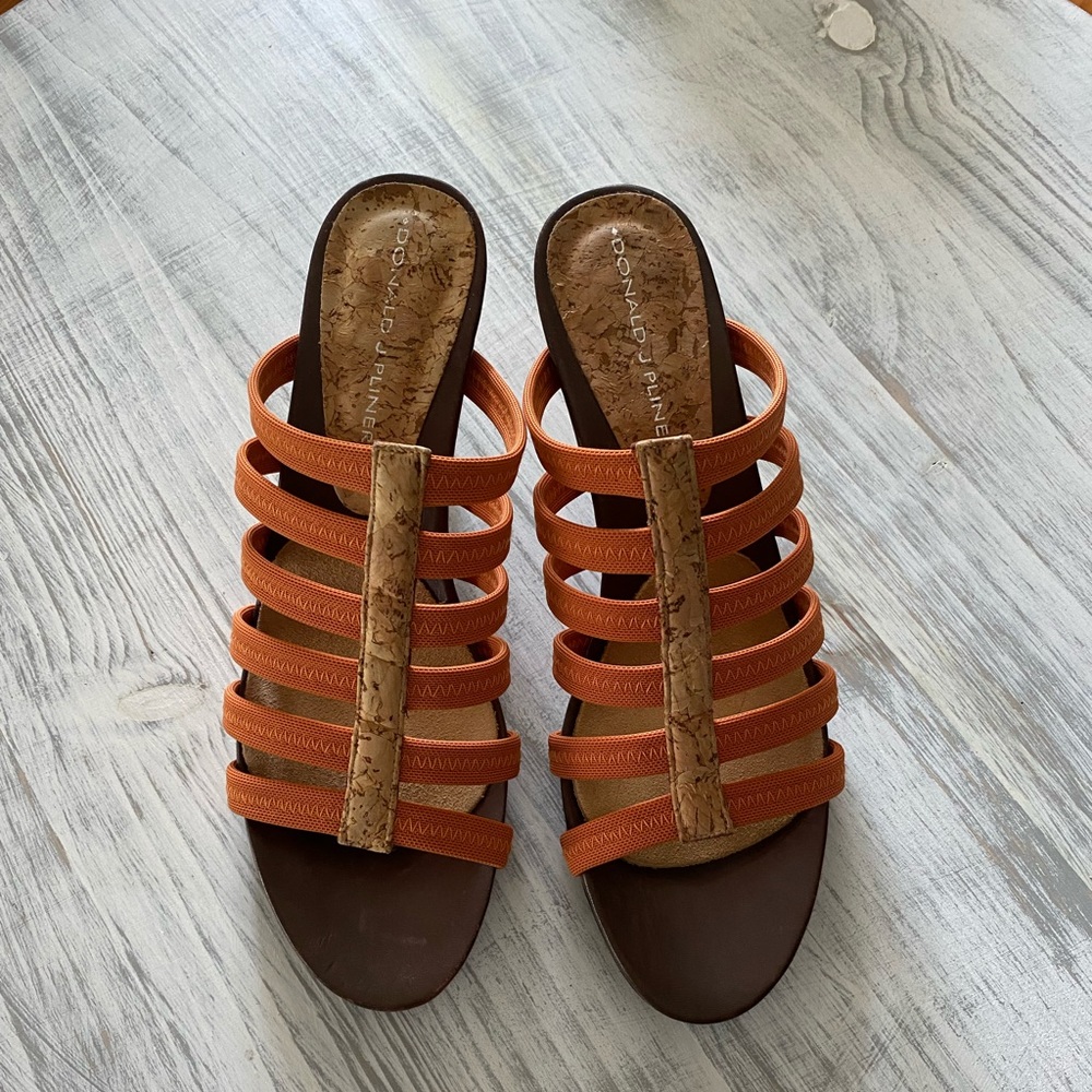 Donald Pliner sandals.  Size 7.  Orange/natural